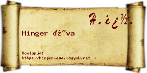 Hinger Éva névjegykártya